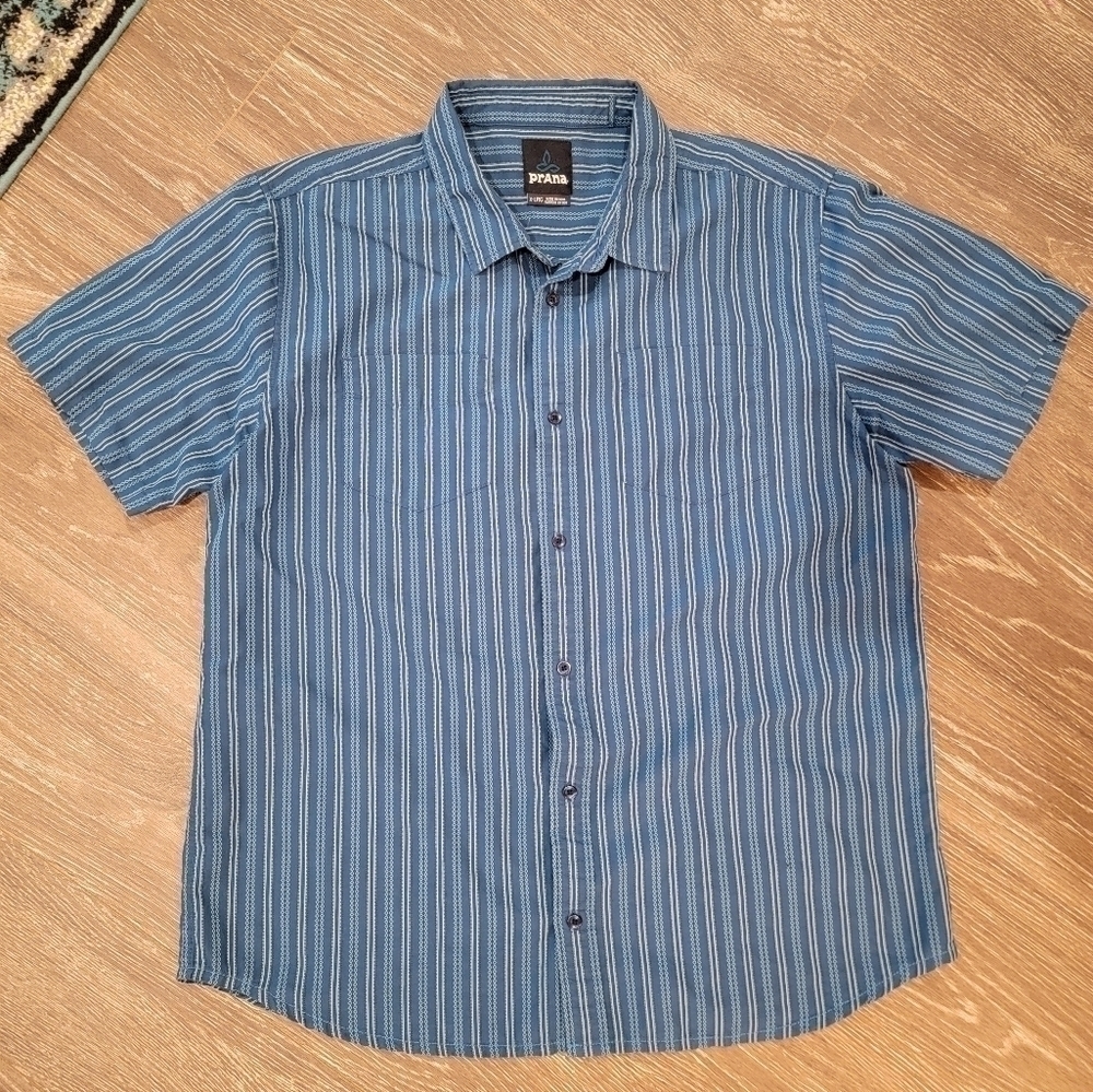 Prana for Men Blue double‎ pocketed button down organic cotton shirt size XL